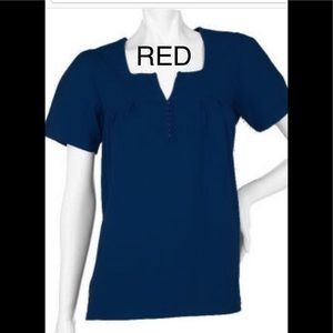 Denim & Co Short Sleeve top w/ pleat detail sz XL